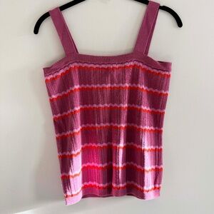 LOFT Ribbed Striped Knit Tank | Women’s Medium | Pink Lavender Summer Top